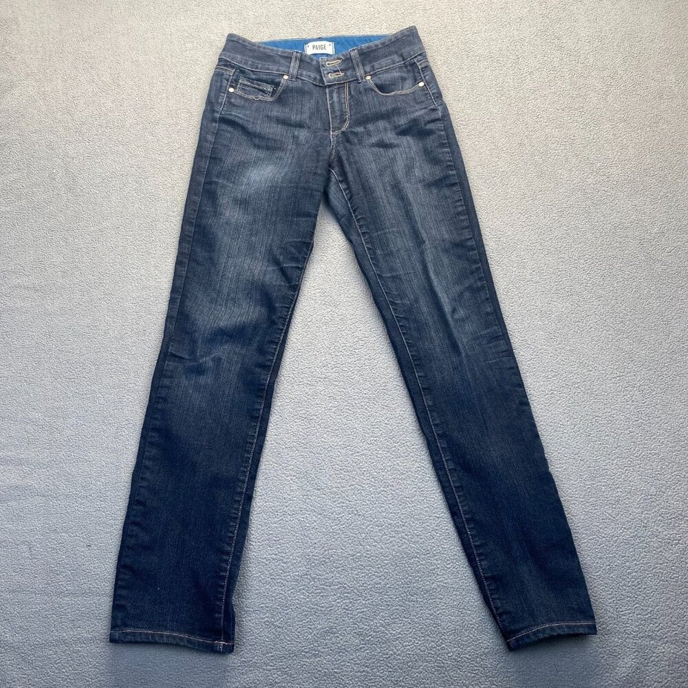 Paige Jeans‎ Hiddden Hills Straight Women Size 27 Blue Ankle Dark Wash Denim